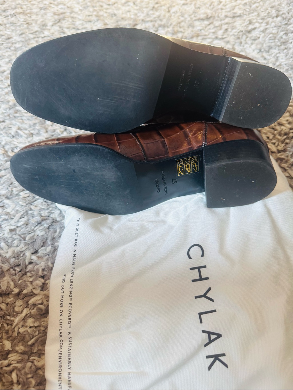 Glossy Brown Croc-Embossed Women's Chukka Booties — image 6 of 7